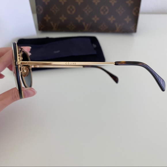 CÉLINE GOLD/BRONZE MIRROR AVIATOR 41391S J5G - Picture 10 of 14